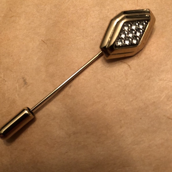 AVON VINTAGE STICK PIN LAPEL HAT SCARF TIE BLING GOLD TONE DIAMOND SHAPE - #426 - Picture 6 of 10